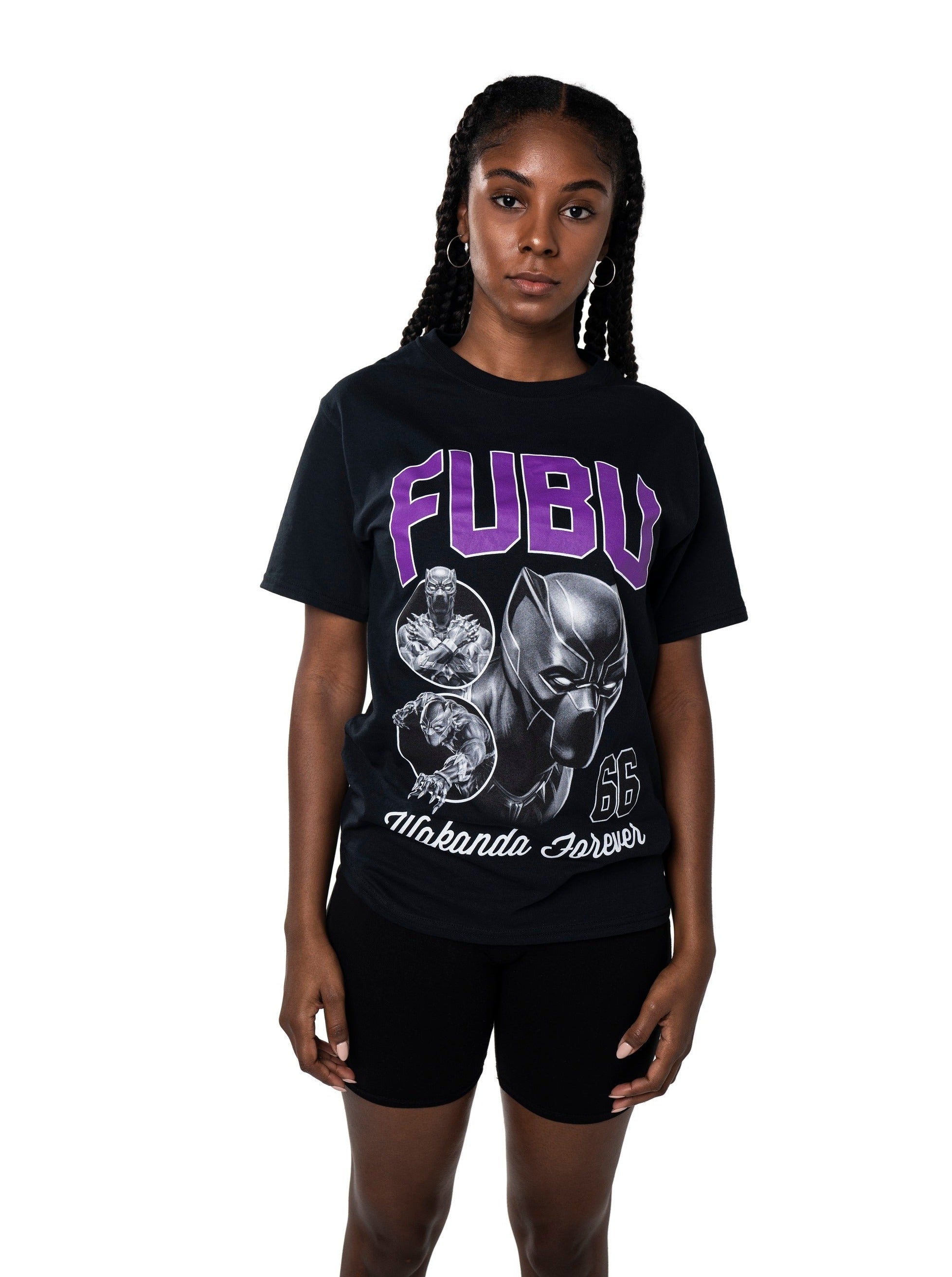Women's Marvel X Fubu Black Graphic Tee, Black