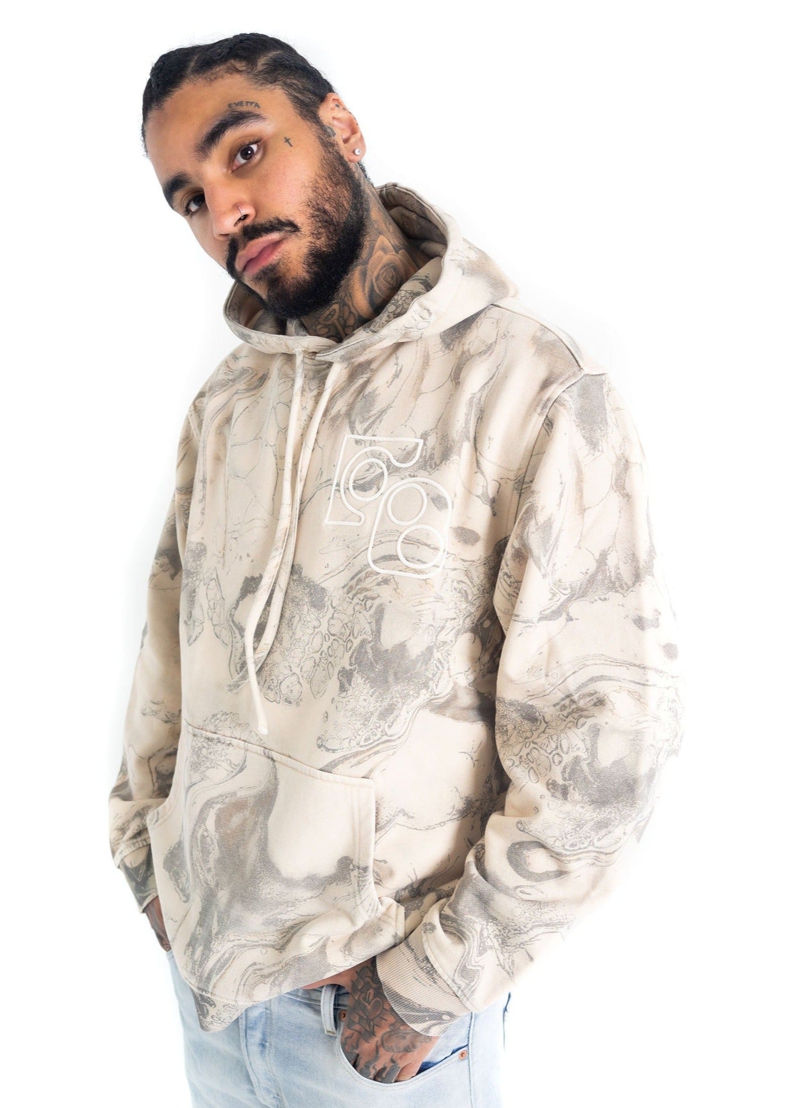 Marble Embroidered Hoodie-FUBU