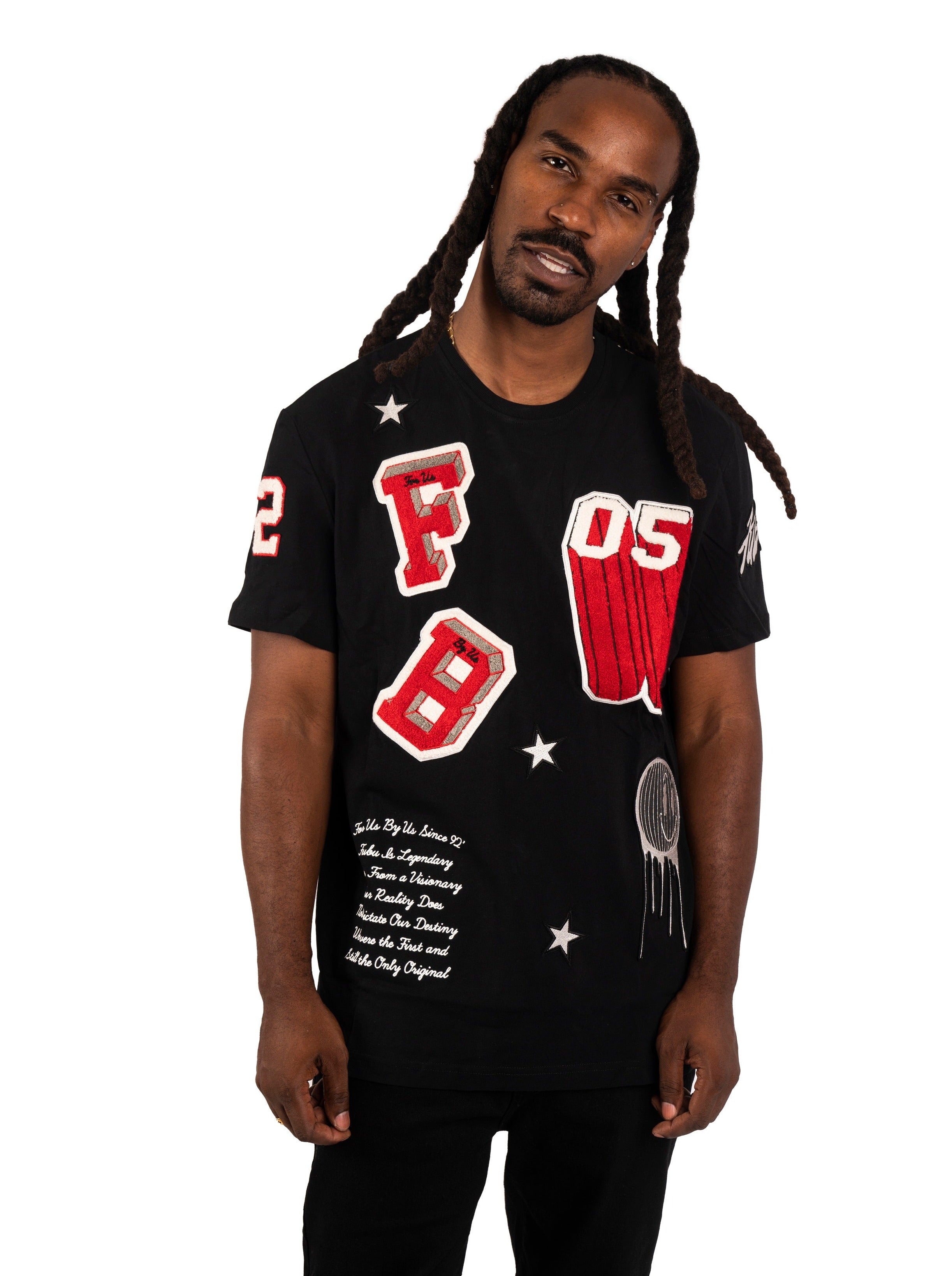 Chenille Patch Tee - Black-FUBU