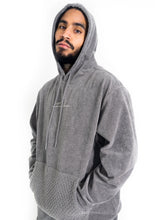 Load image into Gallery viewer, Corduroy Combo Knit Hoodie, Gray
