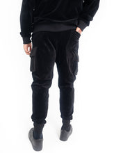 Load image into Gallery viewer, Corduroy Combo Knit Cargo Jogger, Black
