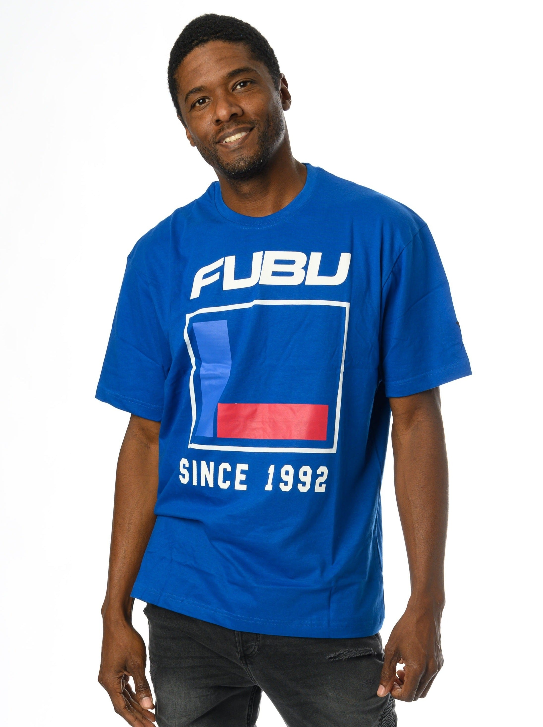 Blue Fubu Flag Tee-FUBU