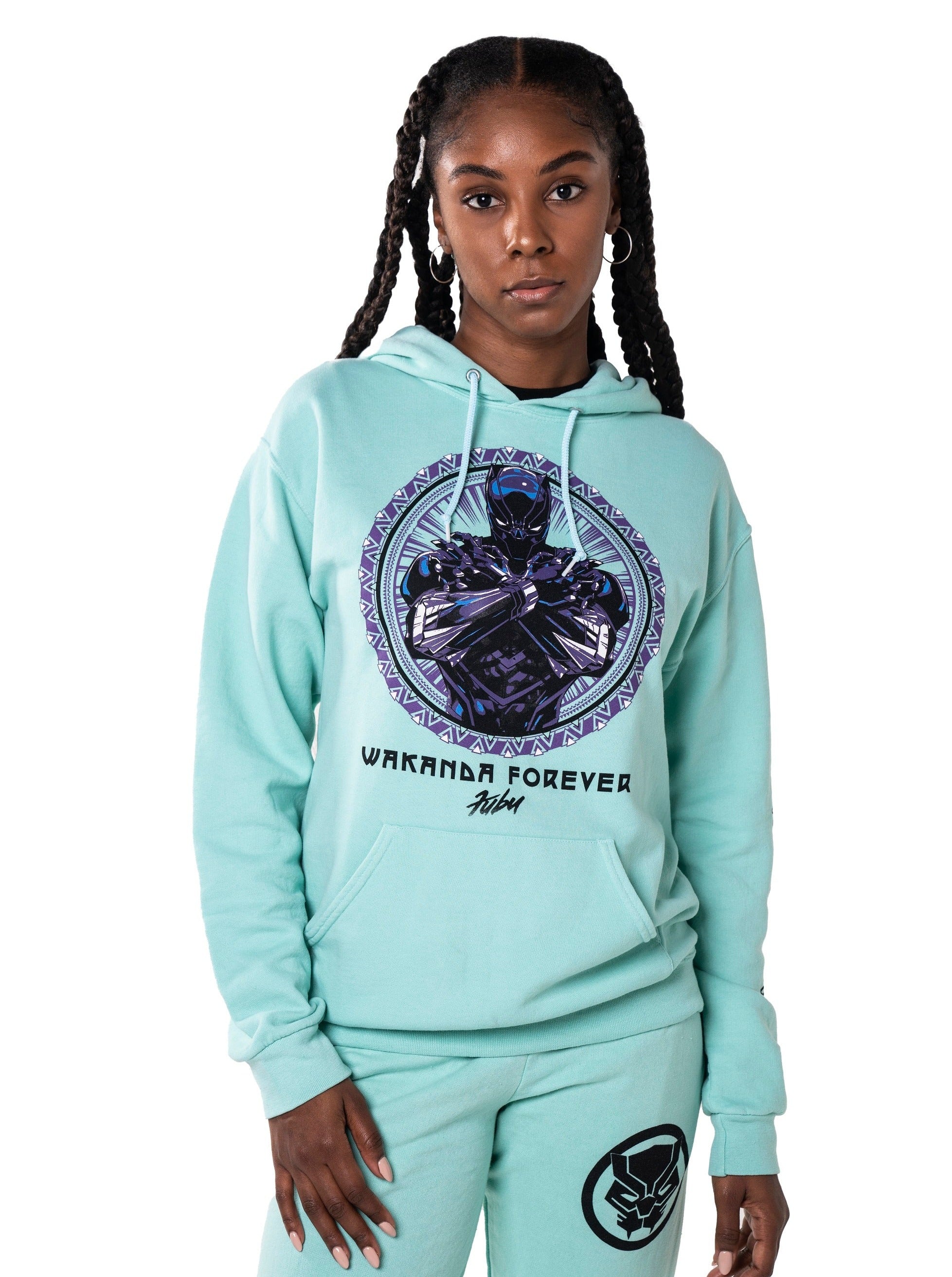 Women's Marvel X Fubu Wakanda Forever Hoodie, Teal