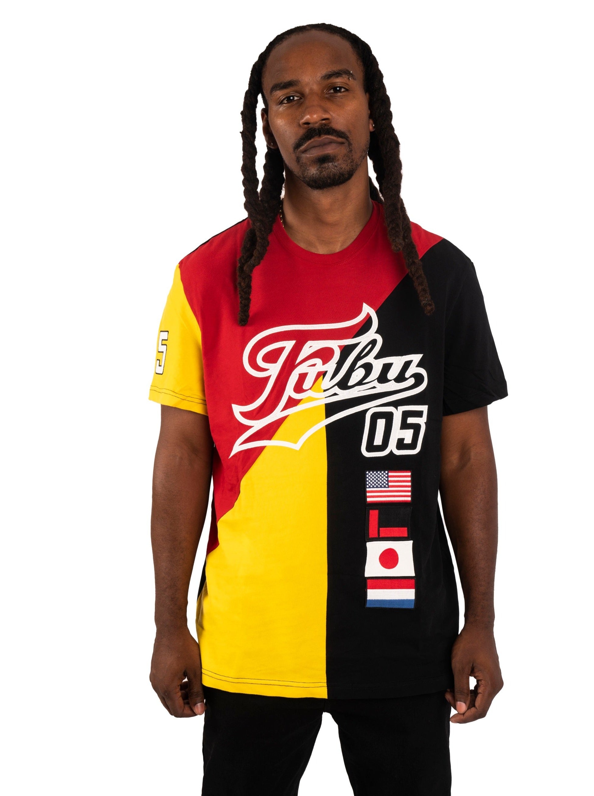 Tri-Color Sport Tee, Red & Yellow