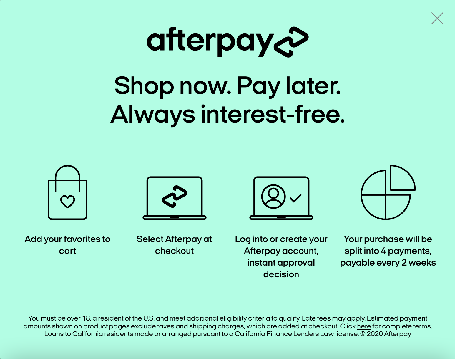 Afterpay-popup